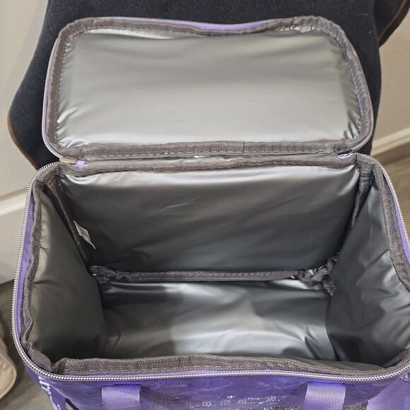 Juicy Couture Rhinestone Logo Embossed Leopord Velour Insulated Lunch Tote Bag - Picture 14 of 15